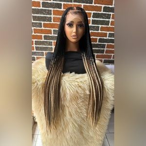 Full lace braided highlighted braided wig ready to ship .
